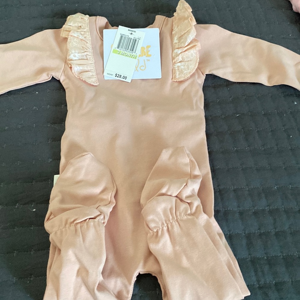Nice light pink shoulder ruffle footie pale pink